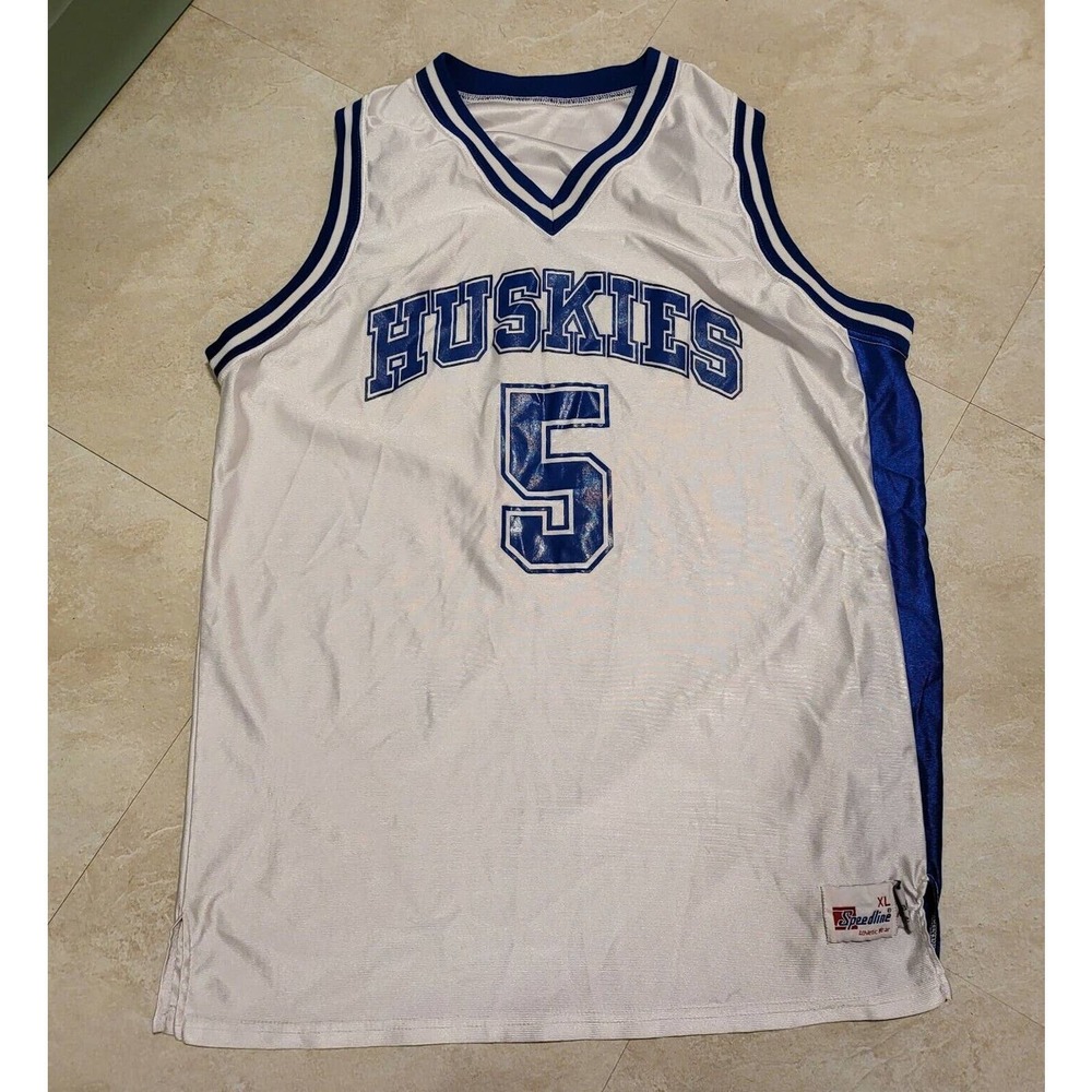Vintage 90s UConn Huskies Connecticut Basketball‎ #5 Speedline Jersey Size XL